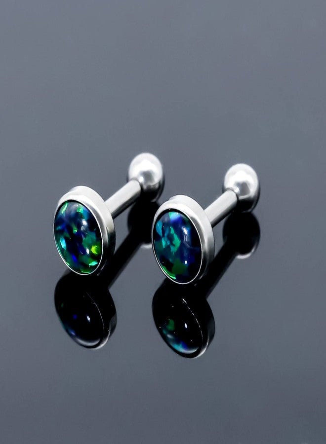 BLISI 16g Titanium Internally Threaded Earrings with Screw Back for Sensitive Ears Hypoallergenic Cartilage Tragus Helix Ear Piercing Diameter (Black Opal 1, 5mm) - Image 3